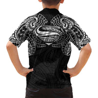 Super Samoan Traditional Tribal Art Tattoos Family Matching Short Sleeve Bodycon Dress and Hawaiian Shirt Black Color LT03 - Polynesian Pride