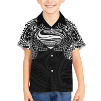 Super Samoan Traditional Tribal Art Tattoos Family Matching Short Sleeve Bodycon Dress and Hawaiian Shirt Black Color LT03 Son's Shirt Black - Polynesian Pride