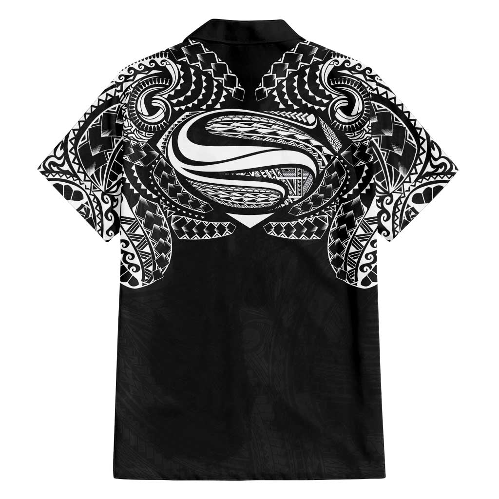 Super Samoan Traditional Tribal Art Tattoos Family Matching Summer Maxi Dress and Hawaiian Shirt Black Color LT03 - Polynesian Pride