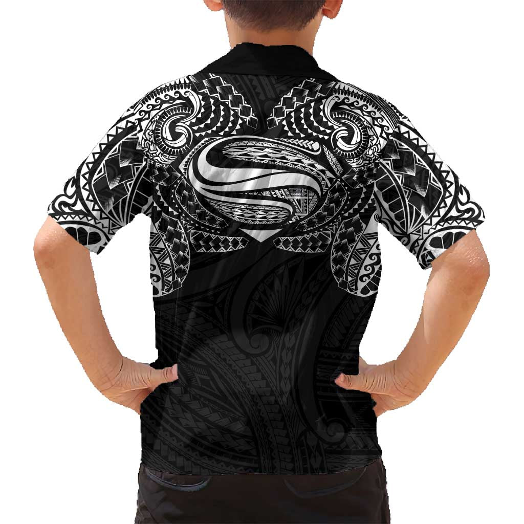 Super Samoan Traditional Tribal Art Tattoos Family Matching Tank Maxi Dress and Hawaiian Shirt Black Color LT03 - Polynesian Pride