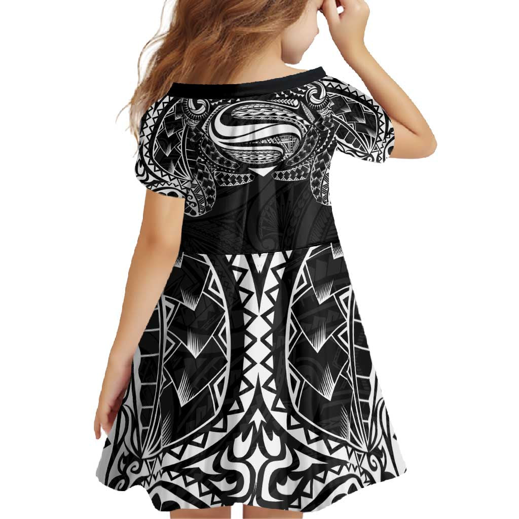 Super Samoan Traditional Tribal Art Tattoos Family Matching Tank Maxi Dress and Hawaiian Shirt Black Color LT03 - Polynesian Pride