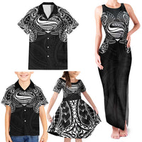 Super Samoan Traditional Tribal Art Tattoos Family Matching Tank Maxi Dress and Hawaiian Shirt Black Color LT03 - Polynesian Pride