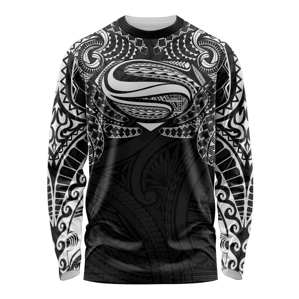 Super Samoan Traditional Tribal Art Tattoos Long Sleeve Shirt Black Color - Polynesian Pride