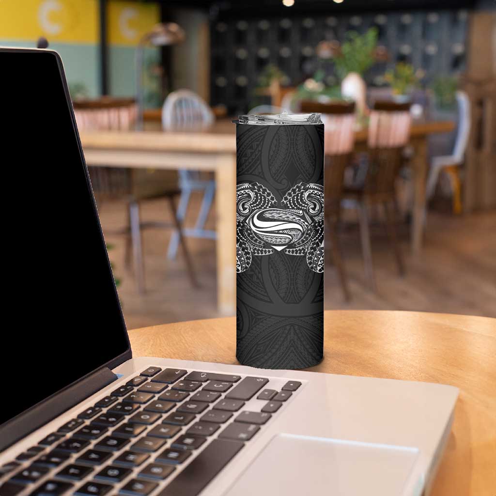 Super Samoan Traditional Tribal Art Tattoos Skinny Tumbler Black Color - Polynesian Pride