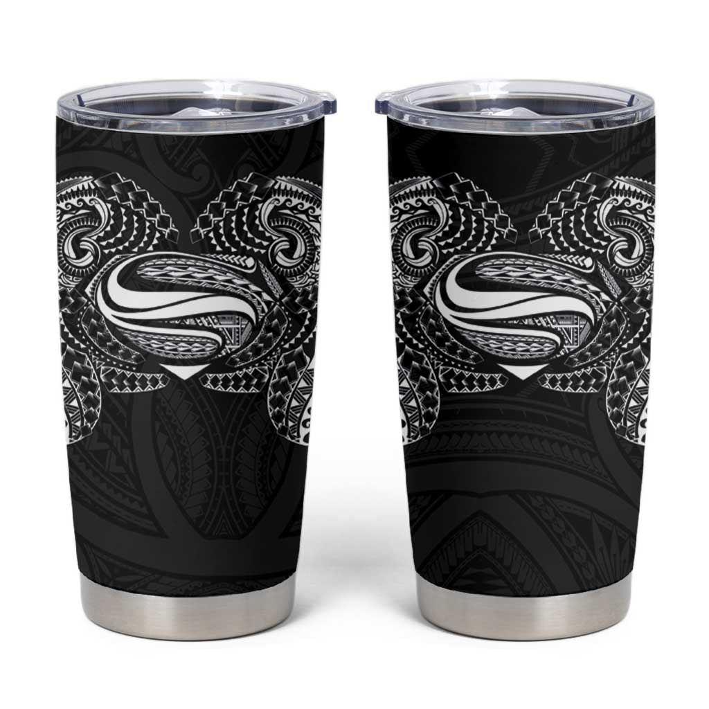 Super Samoan Traditional Tribal Art Tattoos Tumbler Cup Black Color - Polynesian Pride