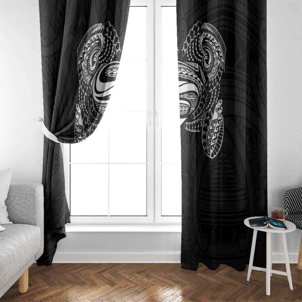 Super Samoan Traditional Tribal Art Tattoos Window Curtain Black Color - Polynesian Pride
