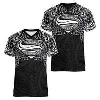 Super Samoan Traditional Tribal Art Tattoos Women V-Neck T-Shirt Black Color - Polynesian Pride