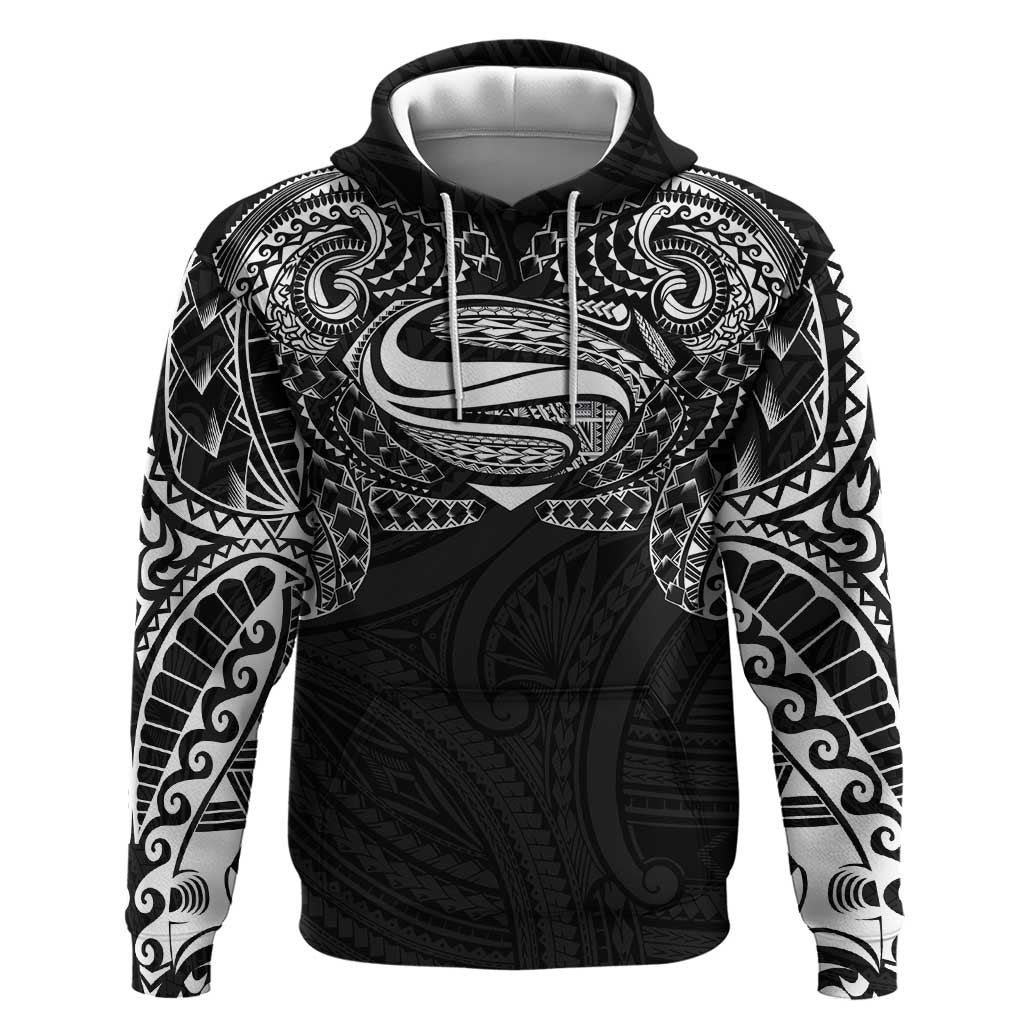 Super Samoan Traditional Tribal Art Tattoos Zip Hoodie Black Color - Polynesian Pride