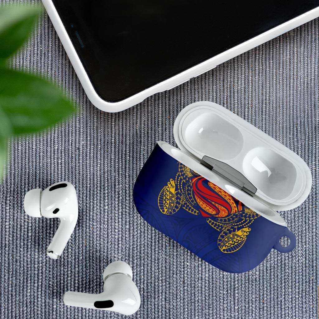 Super Samoan Traditional Tribal Art Tattoos AirPods Case Blue Color - Polynesian Pride