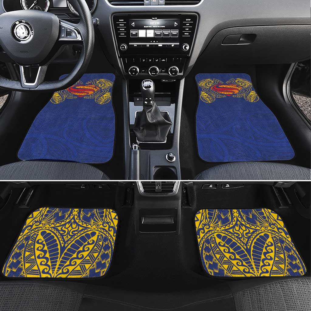 Super Samoan Traditional Tribal Art Tattoos Car Mats Blue Color - Polynesian Pride