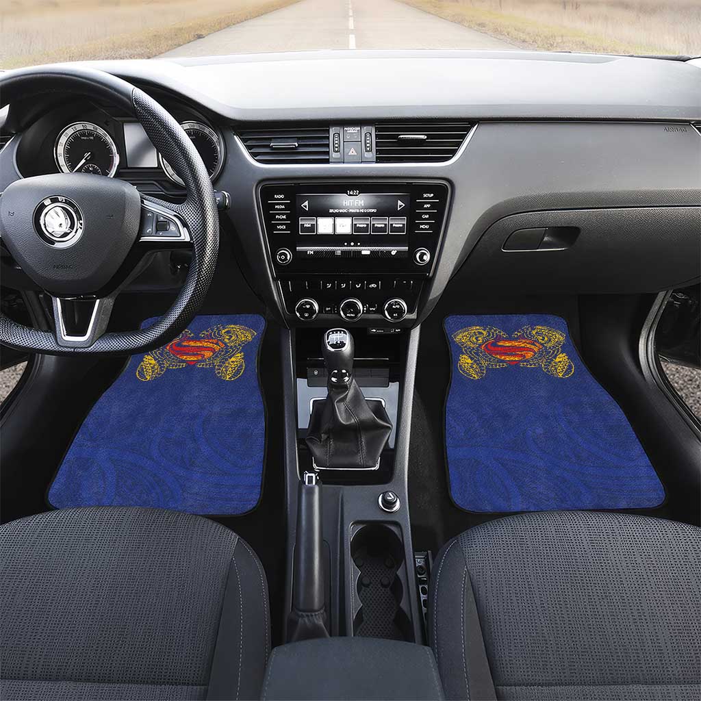 Super Samoan Traditional Tribal Art Tattoos Car Mats Blue Color - Polynesian Pride
