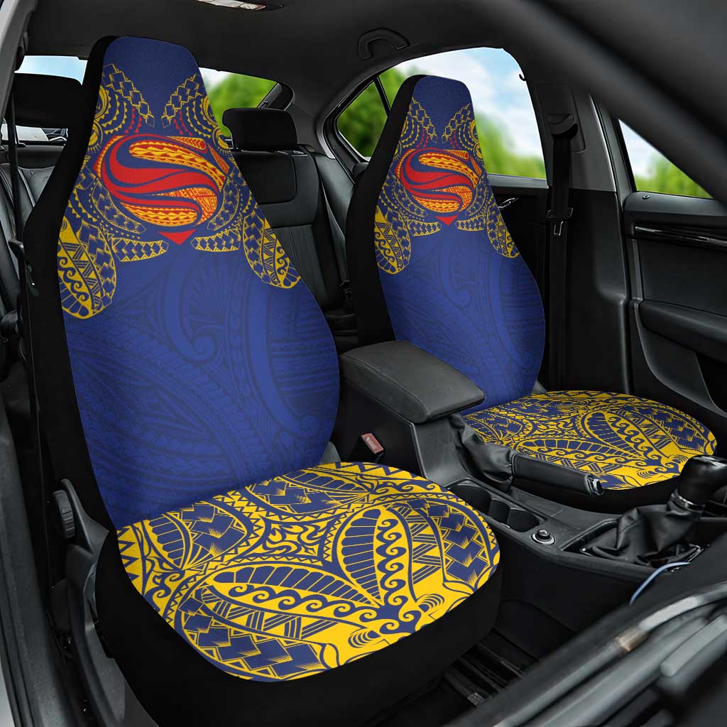 Super Samoan Traditional Tribal Art Tattoos Car Seat Cover Blue Color - Polynesian Pride