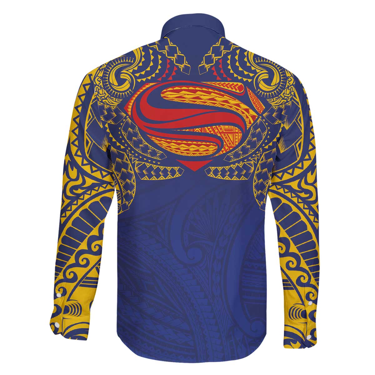 Super Samoan Traditional Tribal Art Tattoos Family Matching Off The Shoulder Long Sleeve Dress and Hawaiian Shirt Blue Color LT03 - Polynesian Pride