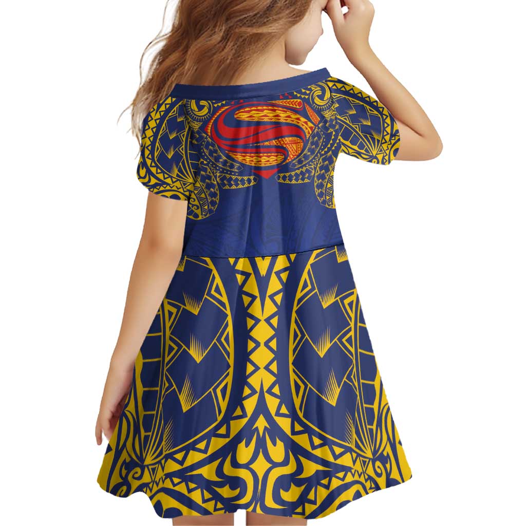 Super Samoan Traditional Tribal Art Tattoos Family Matching Puletasi and Hawaiian Shirt Blue Color LT03 - Polynesian Pride