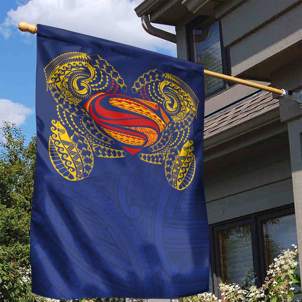 Super Samoan Traditional Tribal Art Tattoos Garden Flag Blue Color - Polynesian Pride