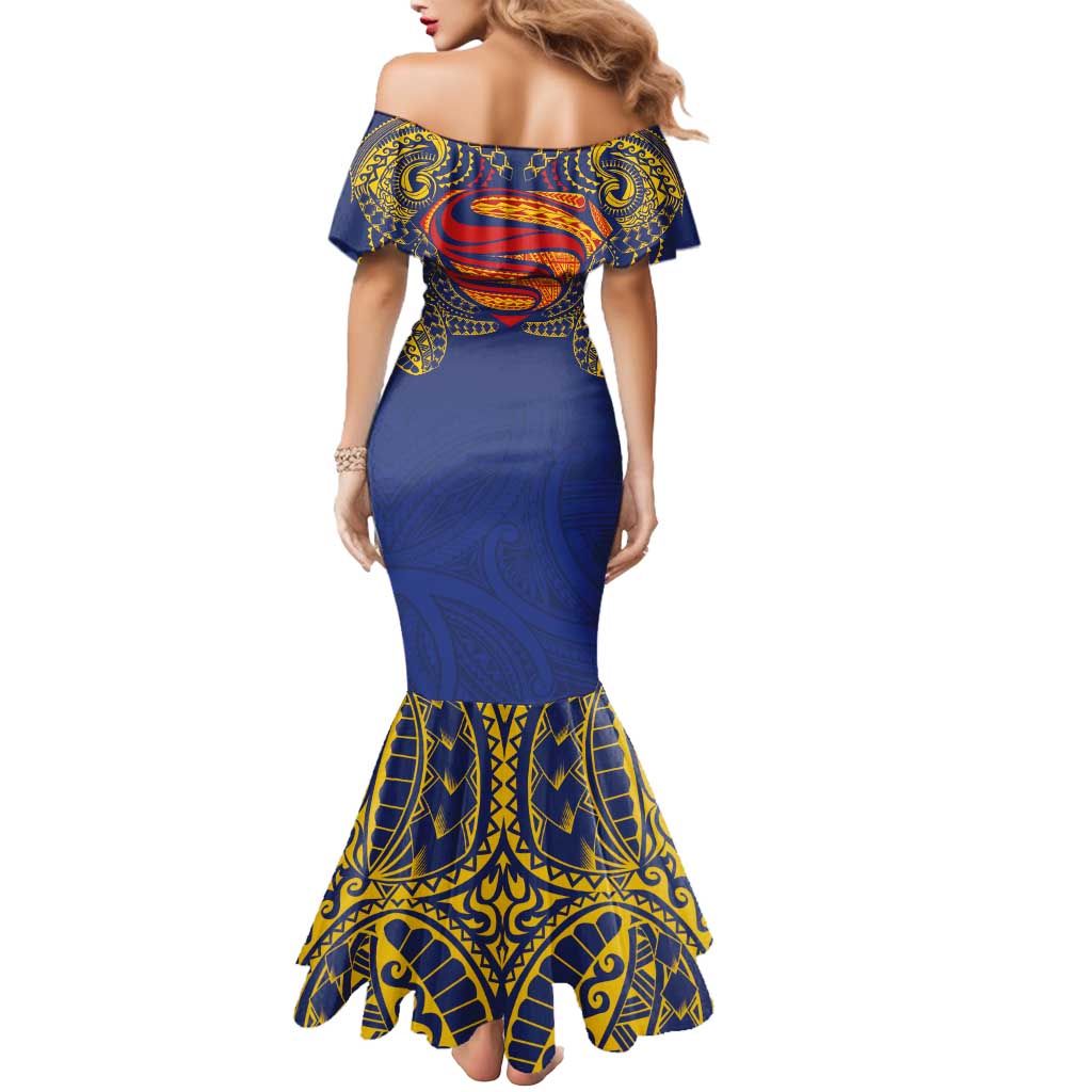 Super Samoan Traditional Tribal Art Tattoos Mermaid Dress Blue Color - Polynesian Pride