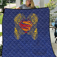 Super Samoan Traditional Tribal Art Tattoos Quilt Blue Color - Polynesian Pride