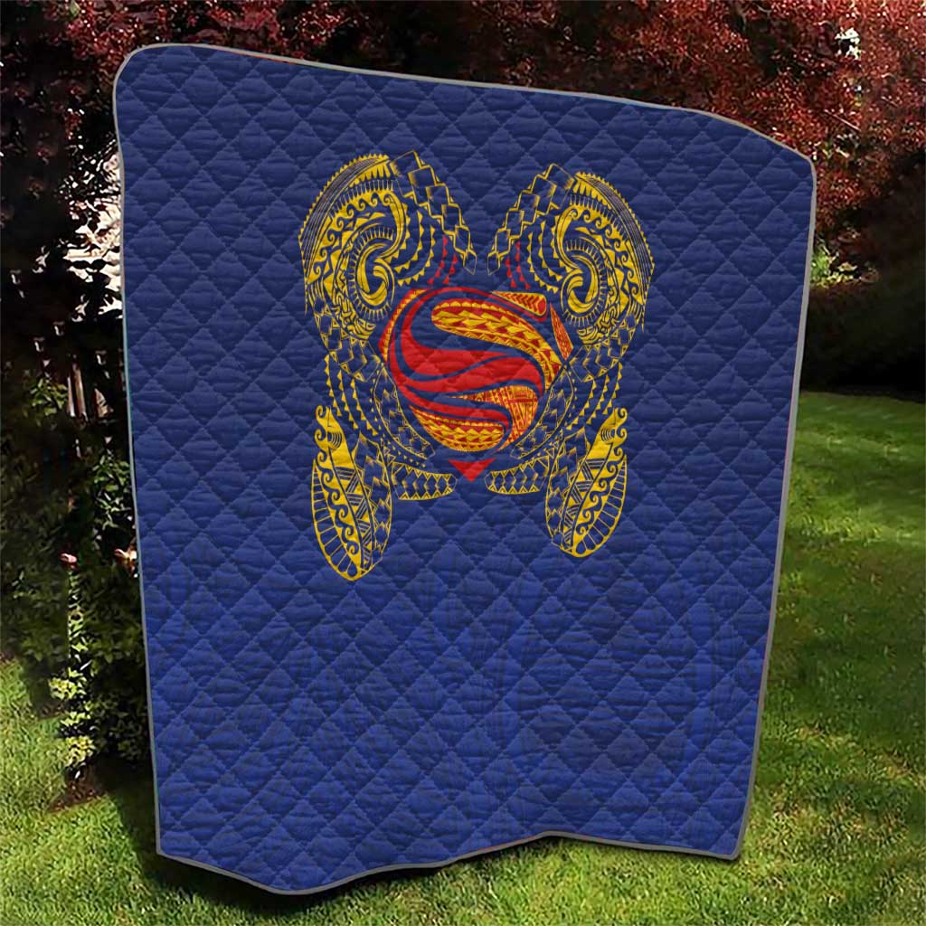 Super Samoan Traditional Tribal Art Tattoos Quilt Blue Color - Polynesian Pride