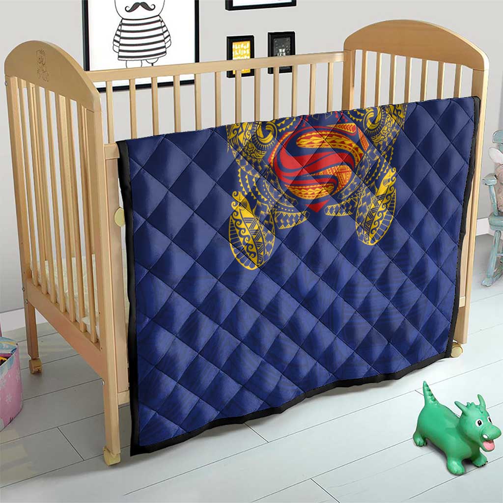 Super Samoan Traditional Tribal Art Tattoos Quilt Blue Color - Polynesian Pride