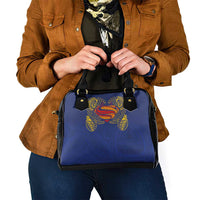 Super Samoan Traditional Tribal Art Tattoos Shoulder Handbag Blue Color - Polynesian Pride