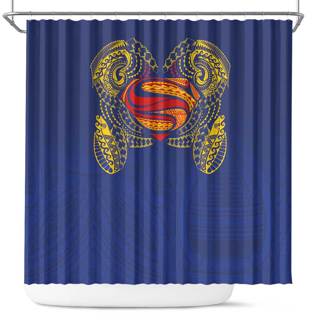 Super Samoan Traditional Tribal Art Tattoos Shower Curtain Blue Color LT03 Blue - Polynesian Pride
