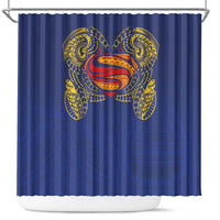 Super Samoan Traditional Tribal Art Tattoos Shower Curtain Blue Color LT03 Blue - Polynesian Pride