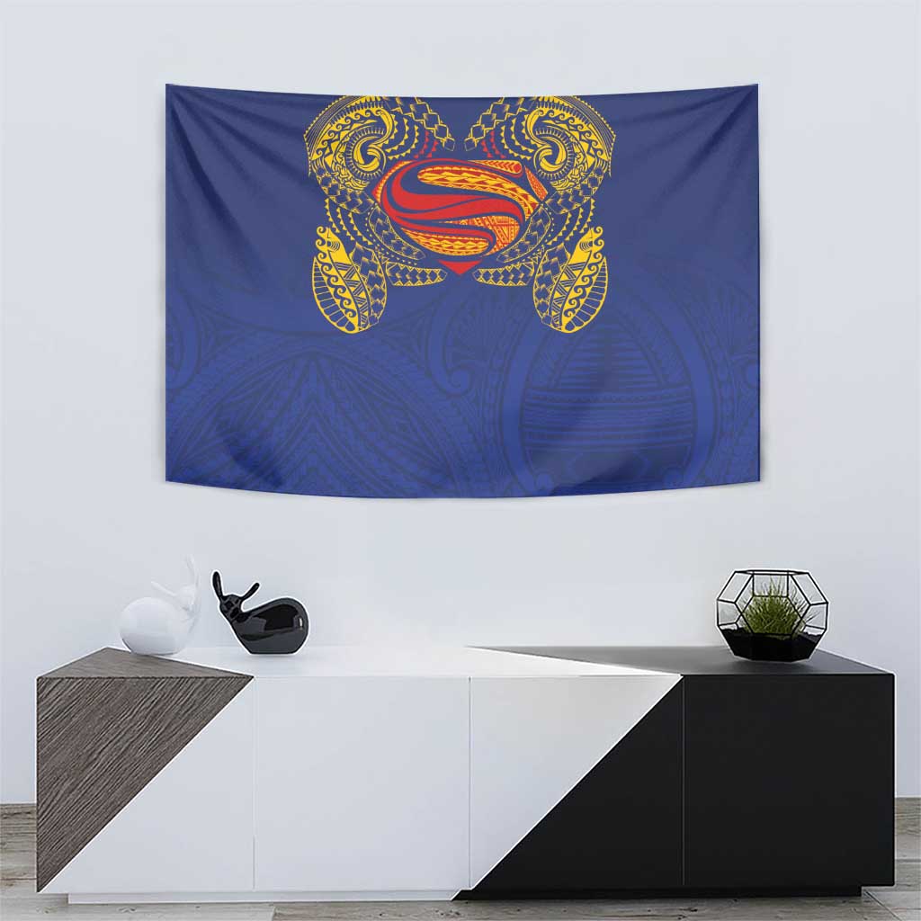 Super Samoan Traditional Tribal Art Tattoos Tapestry Blue Color - Polynesian Pride