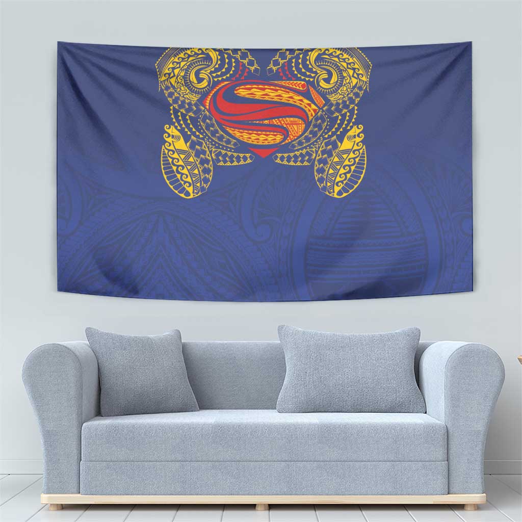 Super Samoan Traditional Tribal Art Tattoos Tapestry Blue Color - Polynesian Pride