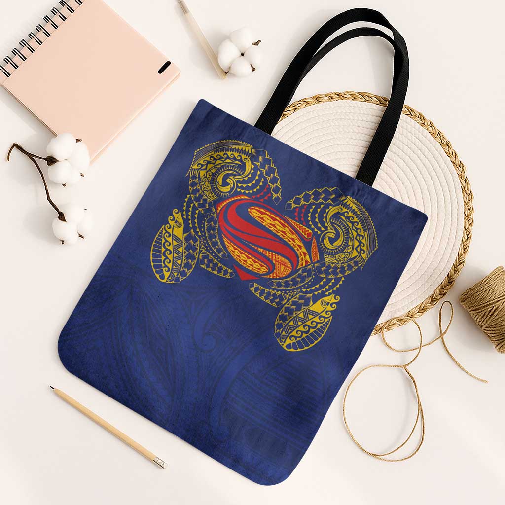 Super Samoan Traditional Tribal Art Tattoos Tote Bag Blue Color - Polynesian Pride