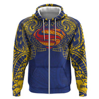 Super Samoan Traditional Tribal Art Tattoos Zip Hoodie Blue Color - Polynesian Pride