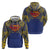Super Samoan Traditional Tribal Art Tattoos Zip Hoodie Blue Color - Polynesian Pride