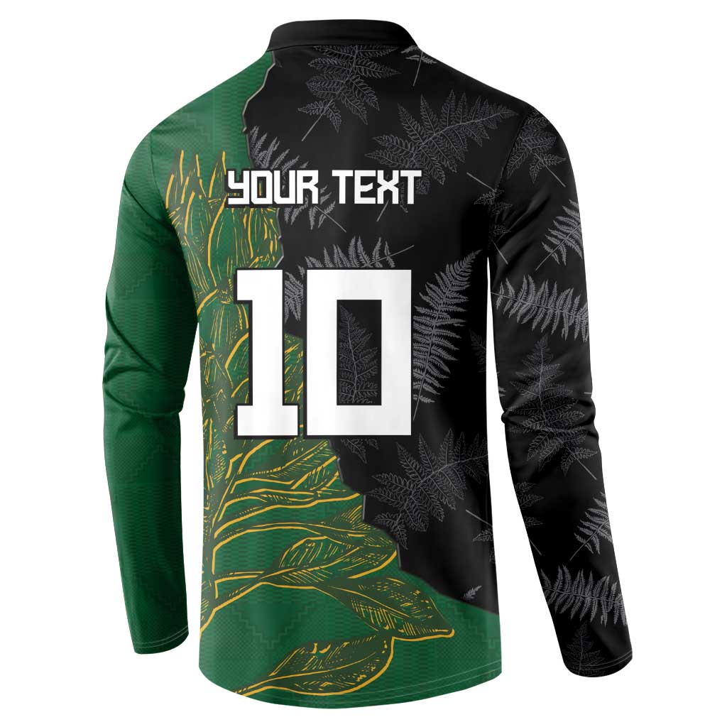 Custom Aotearoa South Africa Rugby Freedom Cup Button Sweatshirt Kiwi Warriors Haka with King Protea Symbol - Polynesian Pride