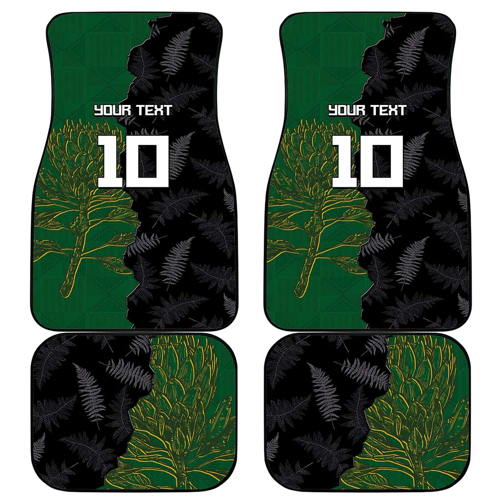 Aotearoa South Africa Rugby Freedom Cup Car Mats Kiwi Warriors Haka with King Protea Symbol - Polynesian Pride