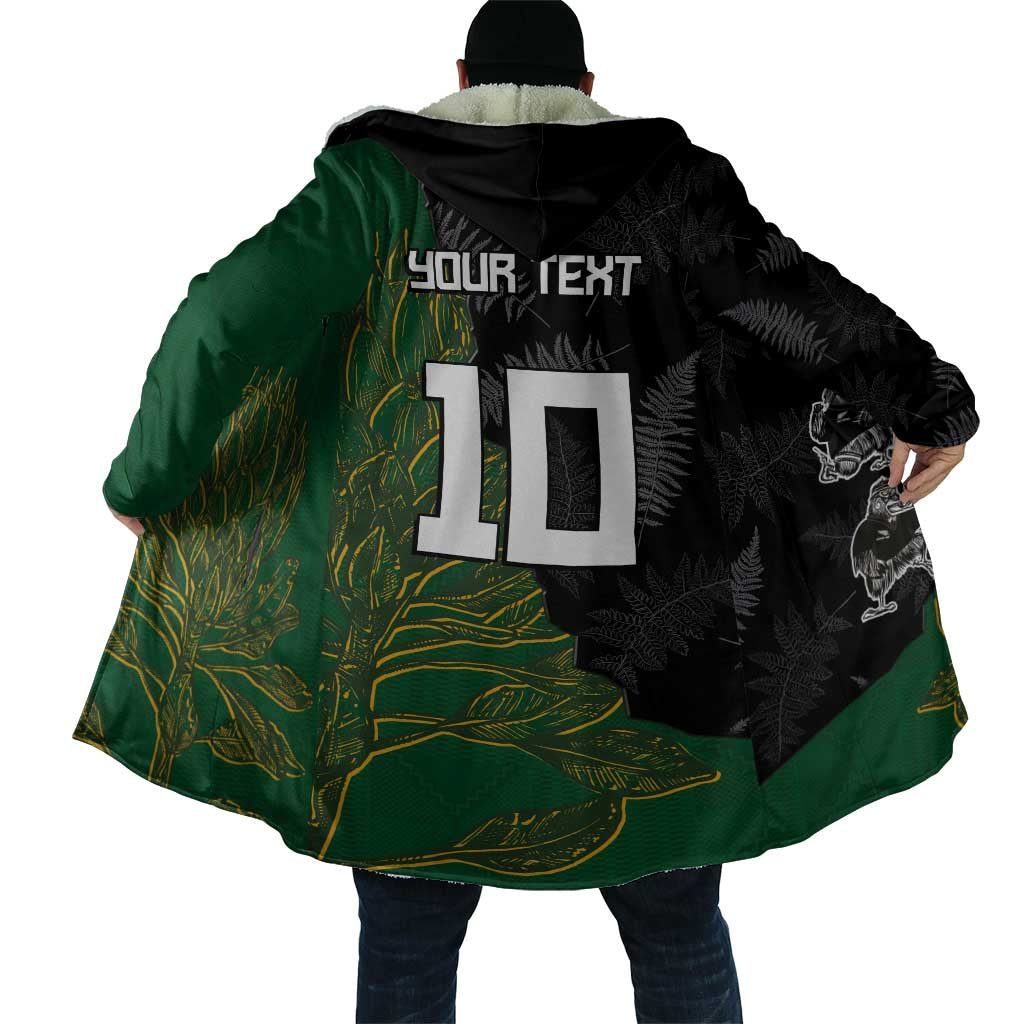 Custom Aotearoa South Africa Rugby Freedom Cup Cloak Kiwi Warriors Haka with King Protea Symbol - Polynesian Pride