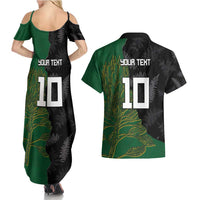Custom Aotearoa South Africa Rugby Freedom Cup Couples Matching Summer Maxi Dress and Hawaiian Shirt Kiwi Warriors Haka with King Protea Symbol LT03 - Polynesian Pride