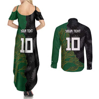 Custom Aotearoa South Africa Rugby Freedom Cup Couples Matching Summer Maxi Dress and Long Sleeve Button Shirt Kiwi Warriors Haka with King Protea Symbol LT03 - Polynesian Pride