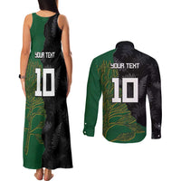 Custom Aotearoa South Africa Rugby Freedom Cup Couples Matching Tank Maxi Dress and Long Sleeve Button Shirt Kiwi Warriors Haka with King Protea Symbol LT03 - Polynesian Pride