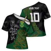 Custom Aotearoa South Africa Rugby Freedom Cup Cross Shoulder Shirt Kiwi Warriors Haka with King Protea Symbol - Polynesian Pride