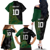 Custom Aotearoa South Africa Rugby Freedom Cup Family Matching Off The Shoulder Long Sleeve Dress and Hawaiian Shirt Kiwi Warriors Haka with King Protea Symbol LT03 - Polynesian Pride