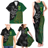 Custom Aotearoa South Africa Rugby Freedom Cup Family Matching Tank Maxi Dress and Hawaiian Shirt Kiwi Warriors Haka with King Protea Symbol LT03 - Polynesian Pride