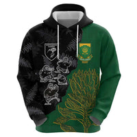 Custom Aotearoa South Africa Rugby Freedom Cup Hoodie Kiwi Warriors Haka with King Protea Symbol - Polynesian Pride