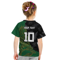 Custom Aotearoa South Africa Rugby Freedom Cup Kid T Shirt Kiwi Warriors Haka with King Protea Symbol - Polynesian Pride