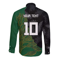 Custom Aotearoa South Africa Rugby Freedom Cup Long Sleeve Button Shirt Kiwi Warriors Haka with King Protea Symbol LT03 - Polynesian Pride