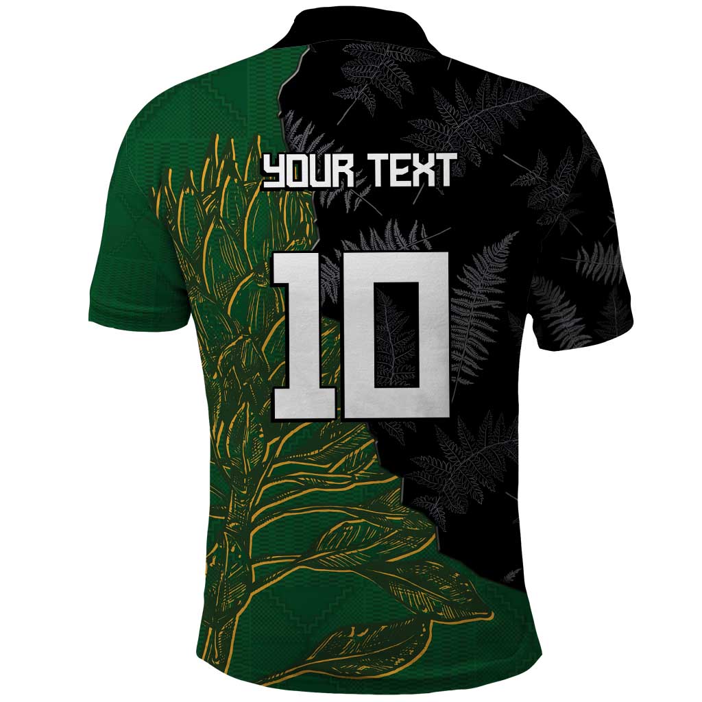 Custom Aotearoa South Africa Rugby Freedom Cup Polo Shirt Kiwi Warriors Haka with King Protea Symbol - Polynesian Pride
