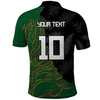 Custom Aotearoa South Africa Rugby Freedom Cup Polo Shirt Kiwi Warriors Haka with King Protea Symbol - Polynesian Pride
