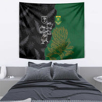 Aotearoa South Africa Rugby Freedom Cup Tapestry Kiwi Warriors Haka with King Protea Symbol - Polynesian Pride