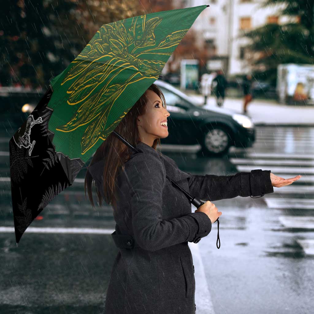 Aotearoa South Africa Rugby Freedom Cup Umbrella Kiwi Warriors Haka with King Protea Symbol - Polynesian Pride