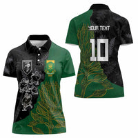 Custom Aotearoa South Africa Rugby Freedom Cup Women Polo Shirt Kiwi Warriors Haka with King Protea Symbol LT03 - Polynesian Pride