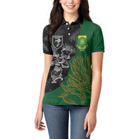 Custom Aotearoa South Africa Rugby Freedom Cup Women Polo Shirt Kiwi Warriors Haka with King Protea Symbol LT03 - Polynesian Pride