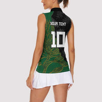 Custom Aotearoa South Africa Rugby Freedom Cup Women Sleeveless Polo Shirt Kiwi Warriors Haka with King Protea Symbol LT03 - Polynesian Pride